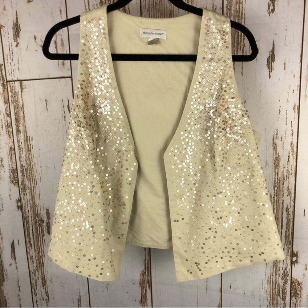 Christopher & Banks Glitzy Linen Vest, Size Large.  In excellent condition!